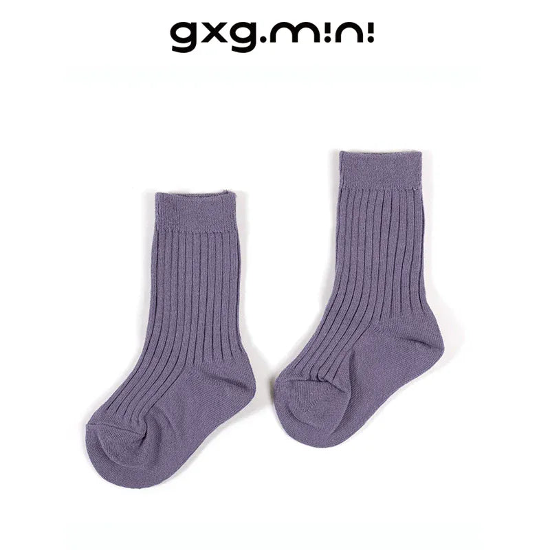 ベビー用靴下・タイツ One Size キッズソックス ミドル丈 リブ素材 ストレッチ 無地 カラーソックス 5足セット【mh0011321】