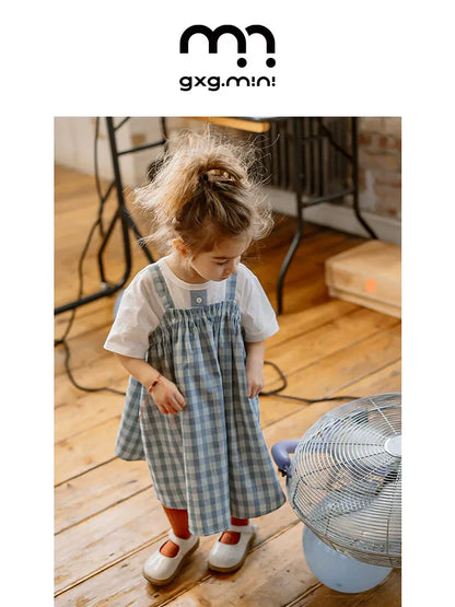 ノースリーブワンピース plaid suspender skirt【mh0009516】