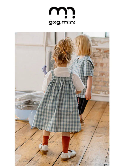 ノースリーブワンピース plaid suspender skirt【mh0009516】