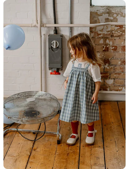 ノースリーブワンピース plaid suspender skirt【mh0009516】