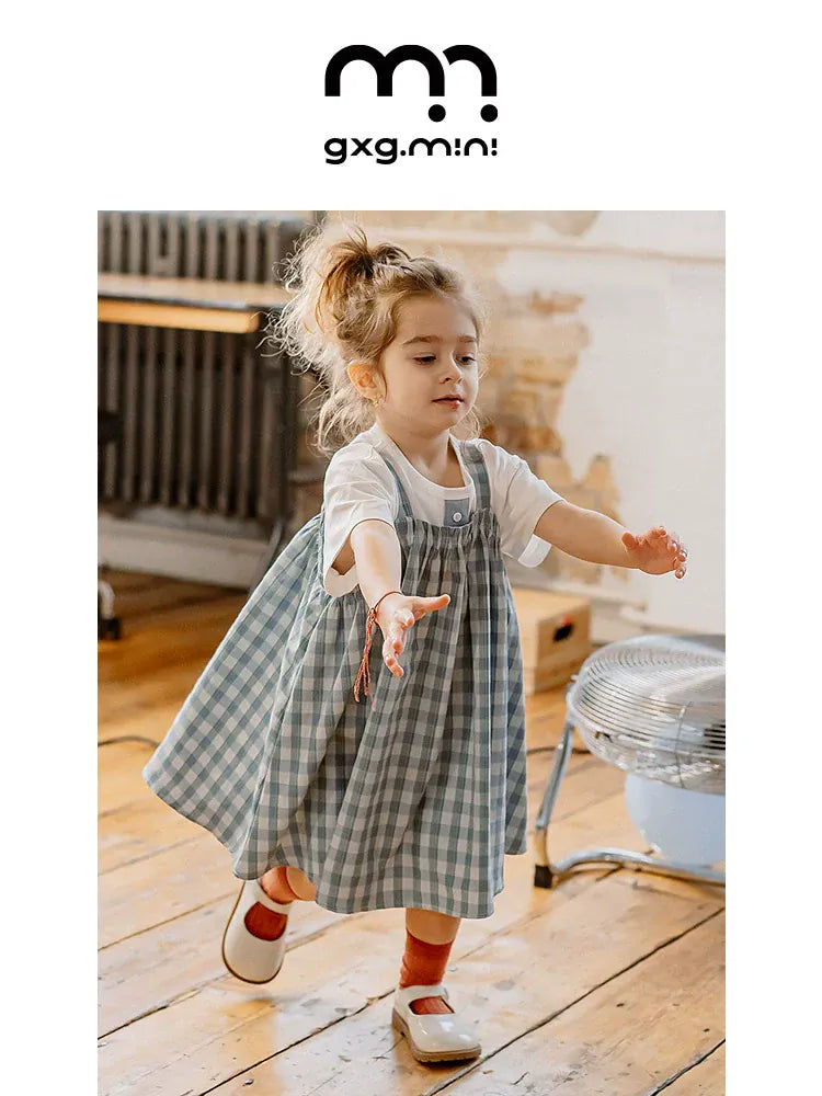 ノースリーブワンピース plaid suspender skirt【mh0009516】