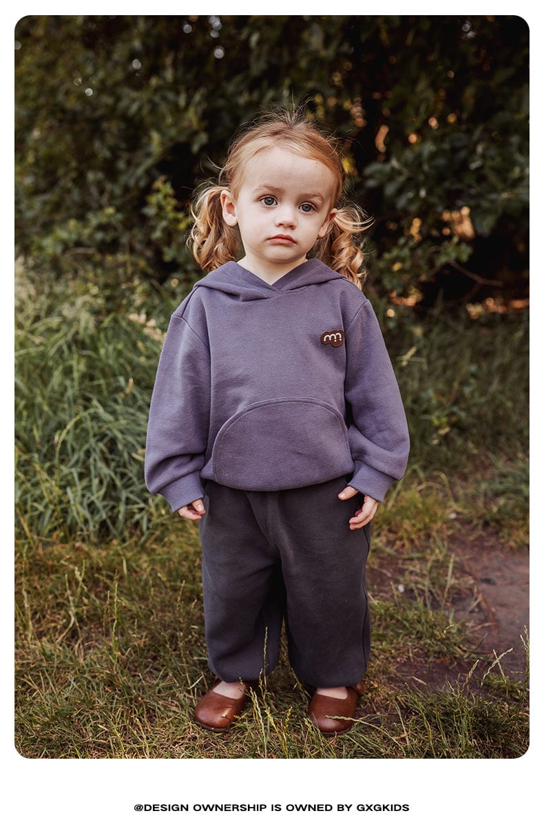 トレーナー・フーディ Purple / 90cm 長袖スウェットパーカー 綿100% フード付き 無地 ゆるシルエット【mh0011337】