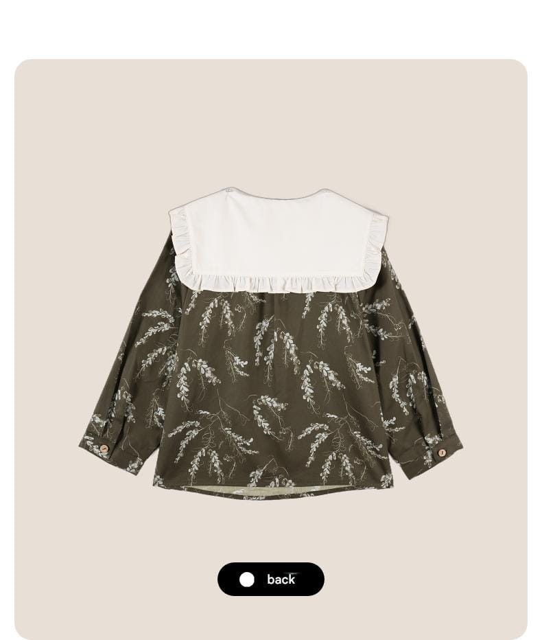 長袖シャツ・ブラウス 長袖Tシャツ ビッグカラー 綿100% 北欧風 プリント ブラウス風【mh0011306】