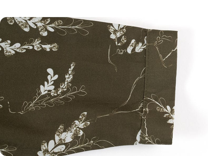 長袖シャツ・ブラウス 長袖Tシャツ ビッグカラー 綿100% 北欧風 プリント ブラウス風【mh0011306】