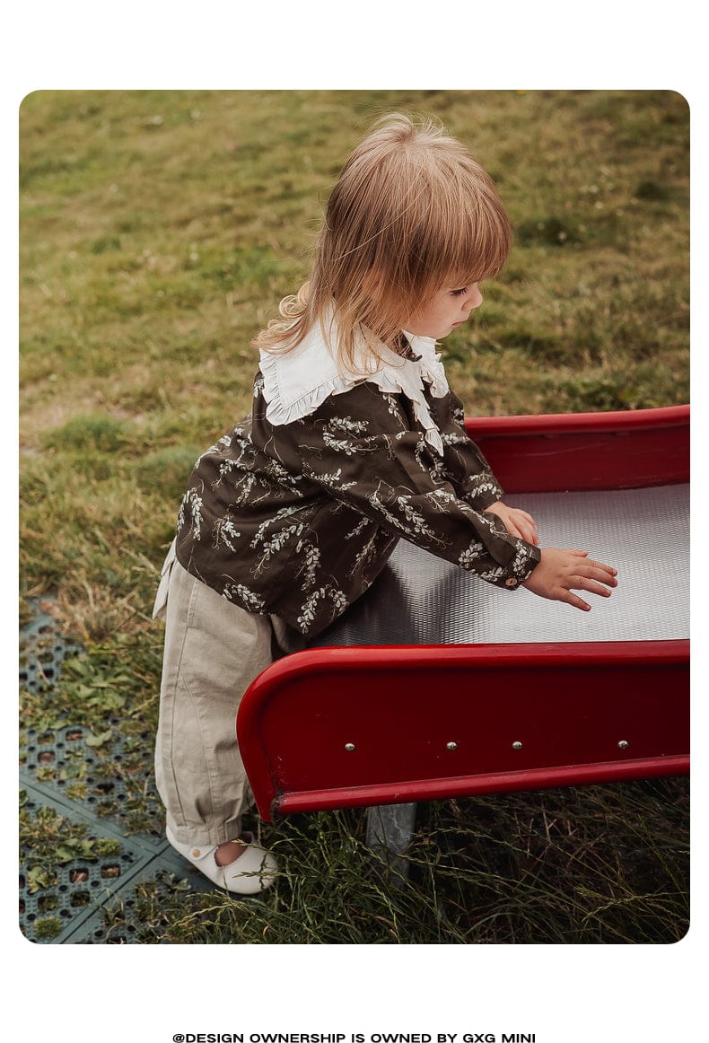 長袖シャツ・ブラウス 長袖Tシャツ ビッグカラー 綿100% 北欧風 プリント ブラウス風【mh0011306】