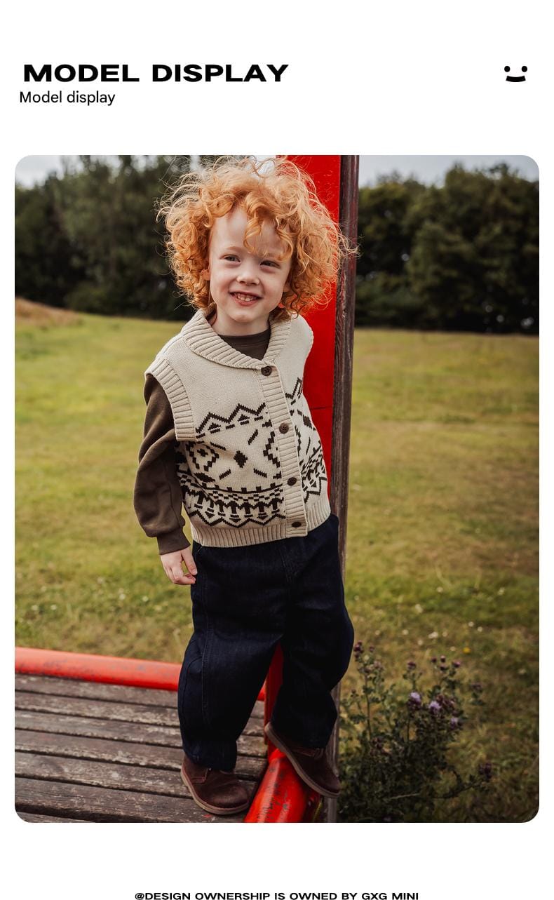 ベスト ニットベスト フェアアイル柄 ウール混紡 Vネック プルオーバー【mh0011313】