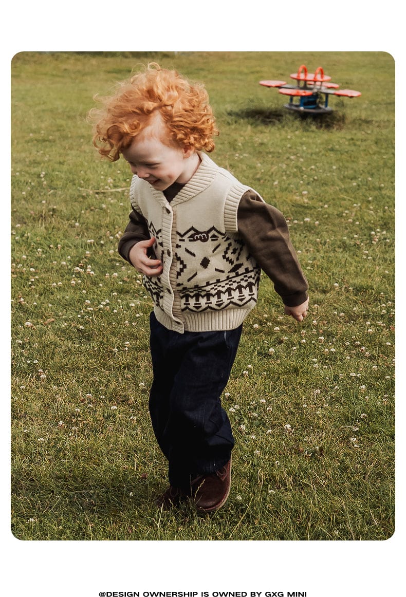 ベスト ニットベスト フェアアイル柄 ウール混紡 Vネック プルオーバー【mh0011313】