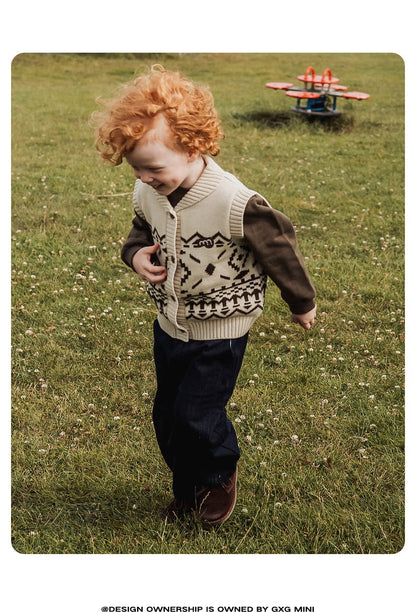 ベスト ニットベスト フェアアイル柄 ウール混紡 Vネック プルオーバー【mh0011313】