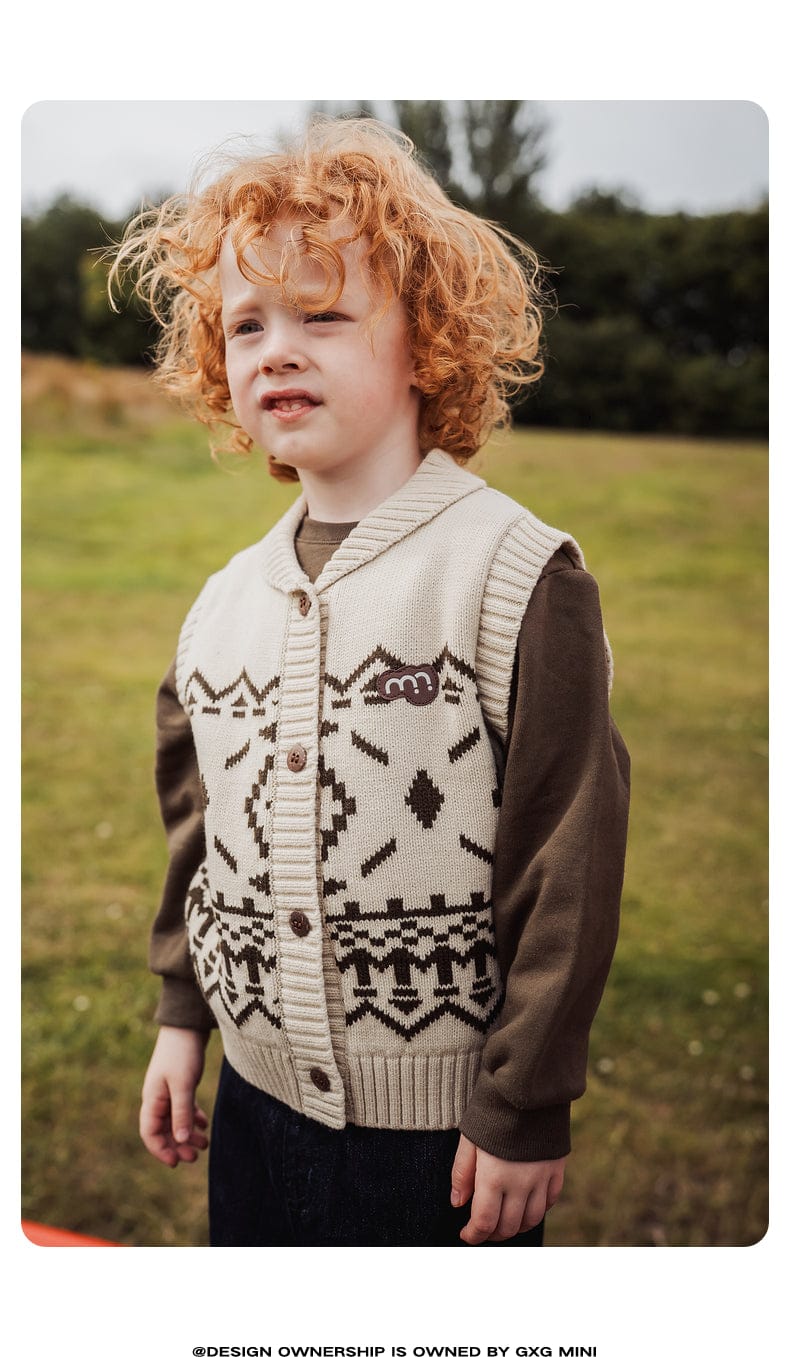 ベスト ニットベスト フェアアイル柄 ウール混紡 Vネック プルオーバー【mh0011313】