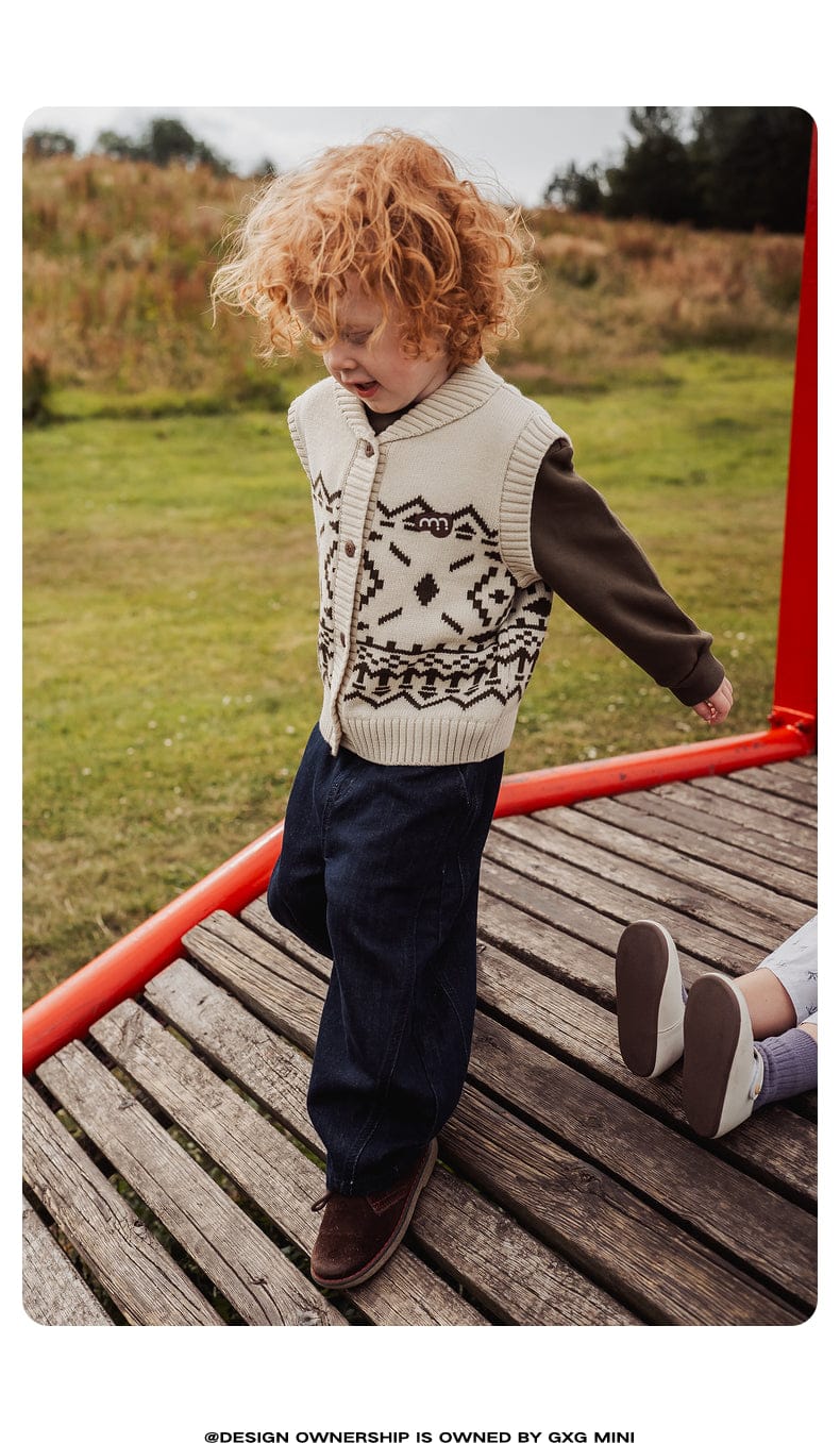 ベスト ニットベスト フェアアイル柄 ウール混紡 Vネック プルオーバー【mh0011313】