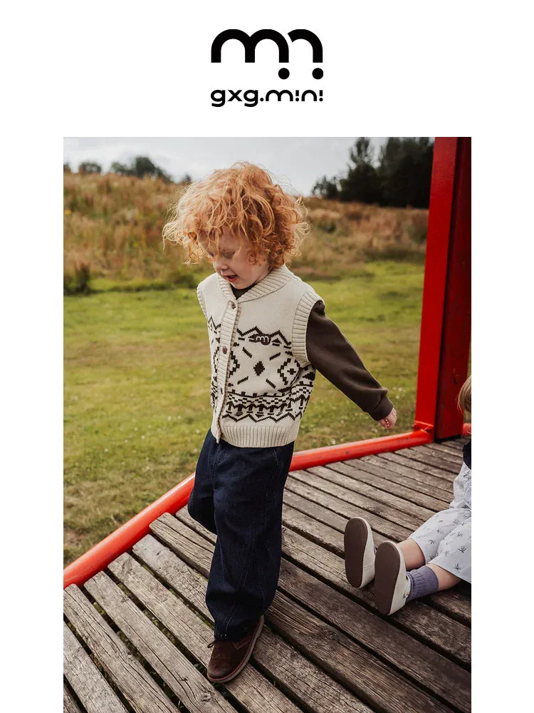 ベスト ニットベスト フェアアイル柄 ウール混紡 Vネック プルオーバー【mh0011313】