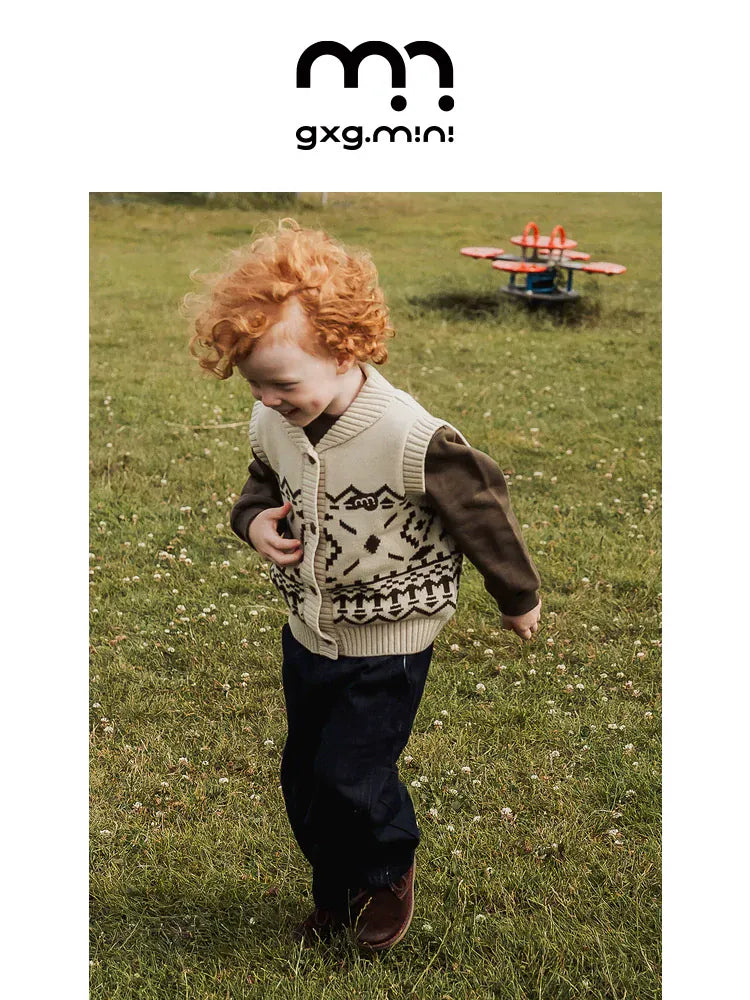 ベスト ニットベスト フェアアイル柄 ウール混紡 Vネック プルオーバー【mh0011313】