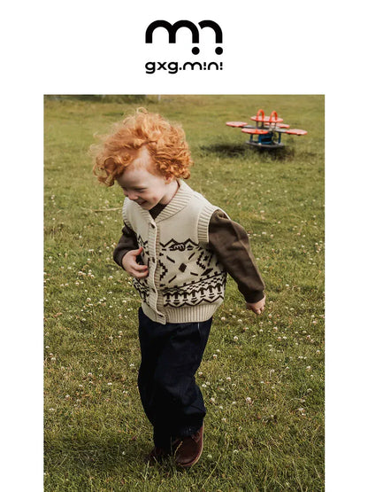 ベスト ニットベスト フェアアイル柄 ウール混紡 Vネック プルオーバー【mh0011313】