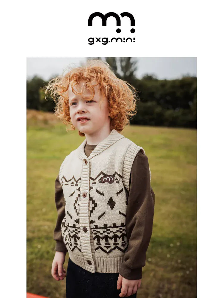 ベスト ニットベスト フェアアイル柄 ウール混紡 Vネック プルオーバー【mh0011313】