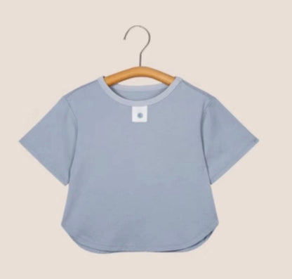 半袖Tシャツ Blue Gray / 90cm simple cotton short-sleeved T-shirt【mh0009511】