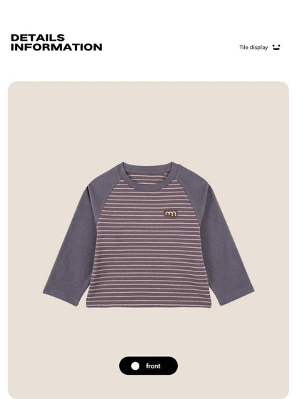 長袖Tシャツ 長袖Tシャツ クルーネック ボーダー柄 綿素材 ストレッチ【mh0011330】