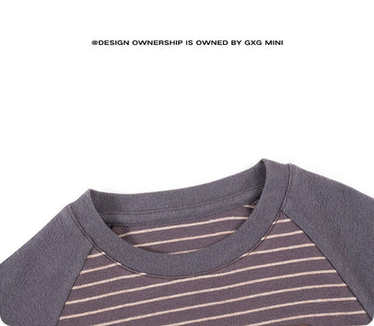 長袖Tシャツ 長袖Tシャツ クルーネック ボーダー柄 綿素材 ストレッチ【mh0011330】