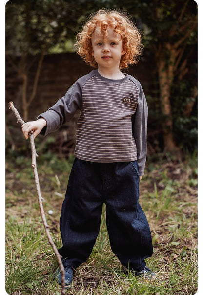 長袖Tシャツ 長袖Tシャツ クルーネック ボーダー柄 綿素材 ストレッチ【mh0011330】