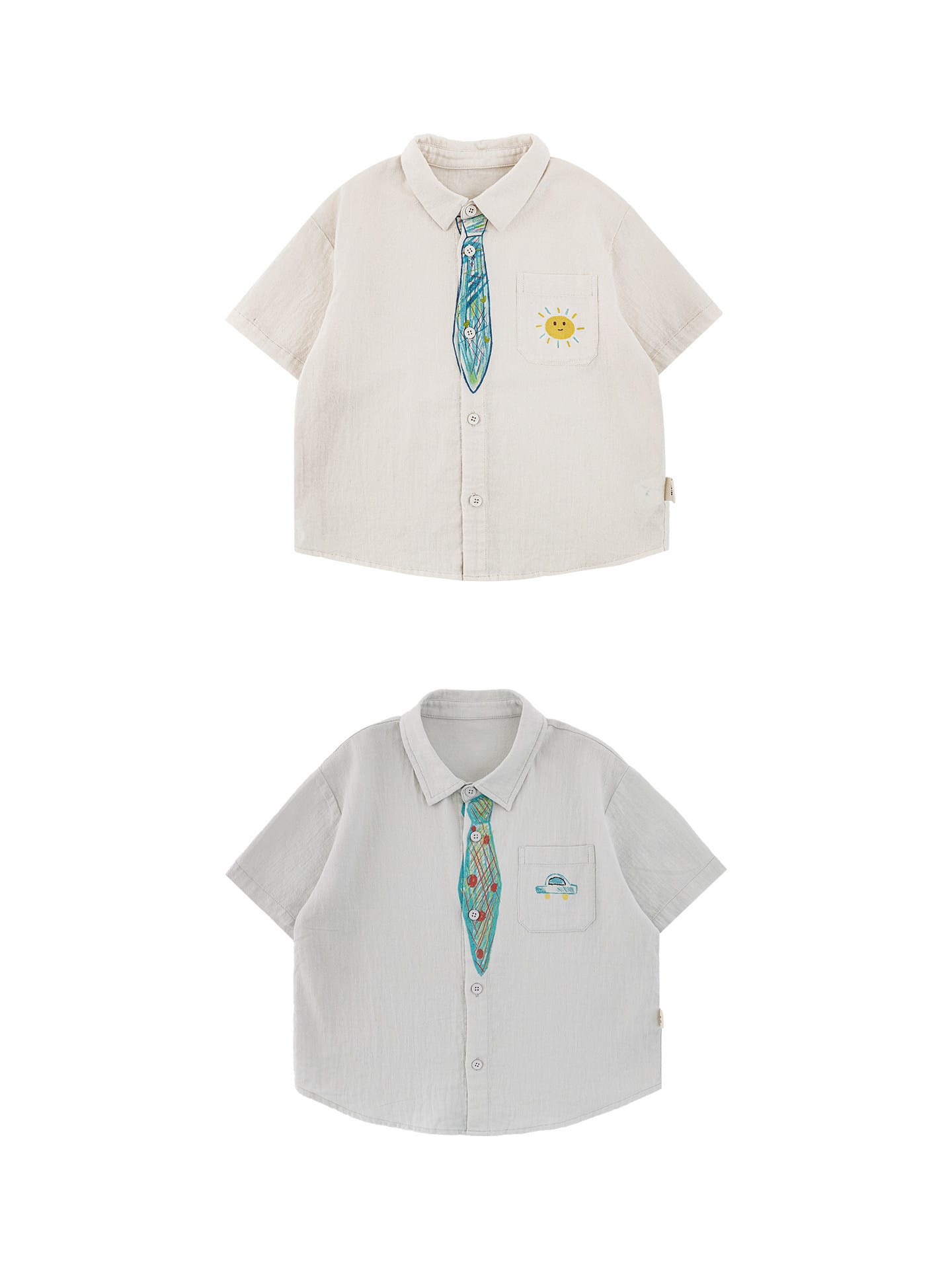 Hand-Drawn Tie Print Cotton Shirt ネクタイプリント コットン 半袖シャツ【mh0012731】 YoehYaul 半袖シャツ・ブラウス