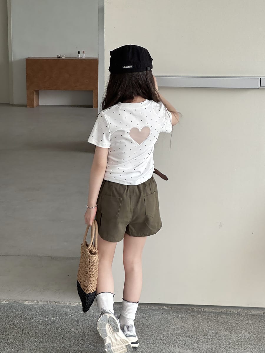 Heart Cutout Dot Tee ハート 半袖Tシャツ【mh0013070】 mamahalo kids 半袖Tシャツ