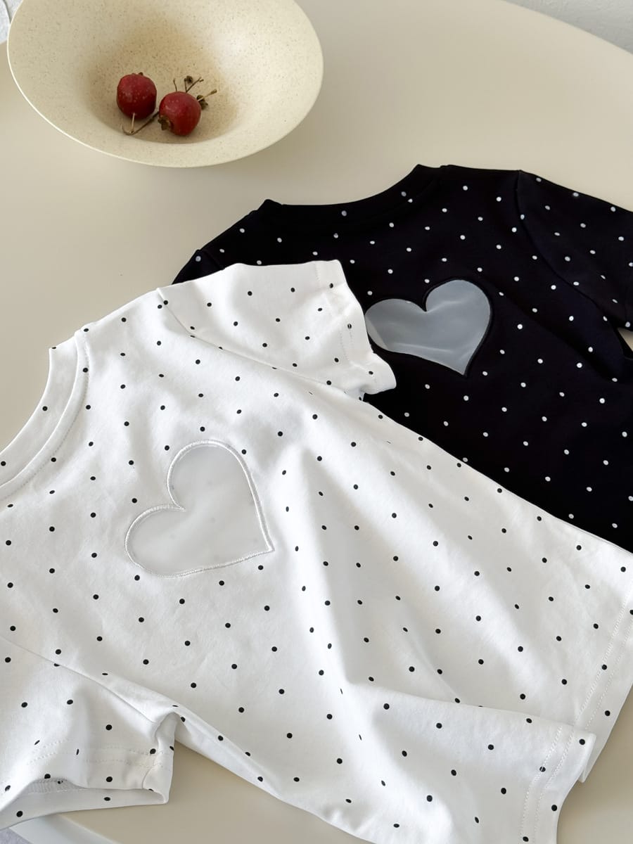 Heart Cutout Dot Tee ハート 半袖Tシャツ【mh0013070】 mamahalo kids 半袖Tシャツ
