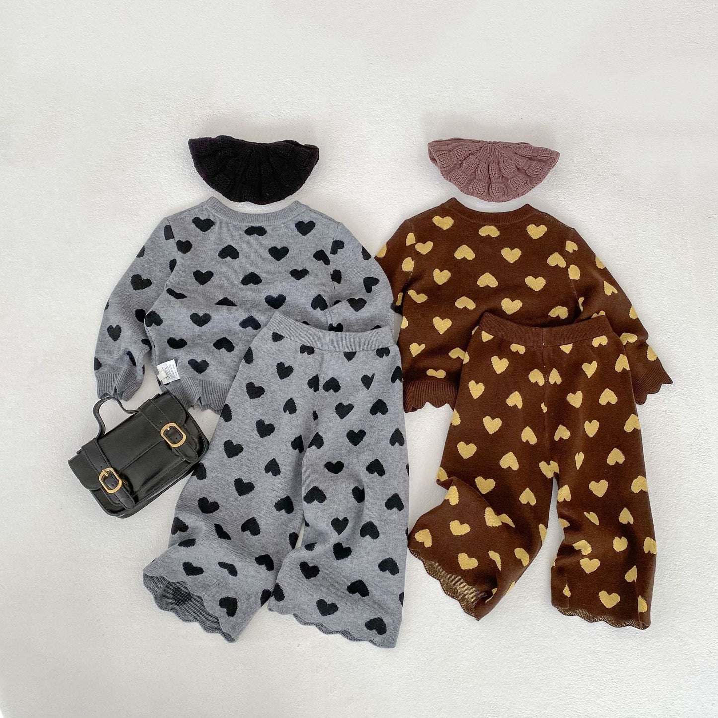 Heart Jacquard Knit Set ハート柄 ニットセットアップ【mh0012399】 Engepapa