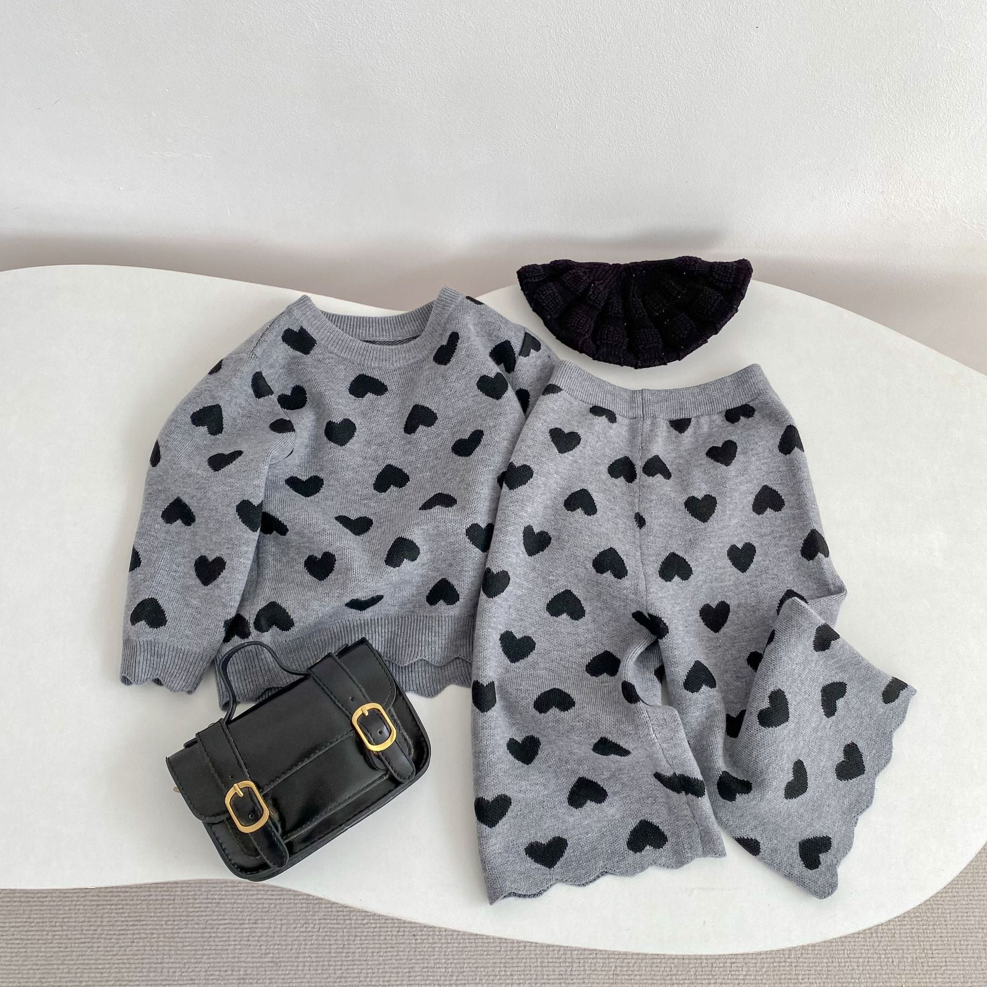 Heart Jacquard Knit Set ハート柄 ニットセットアップ【mh0012399】 Engepapa