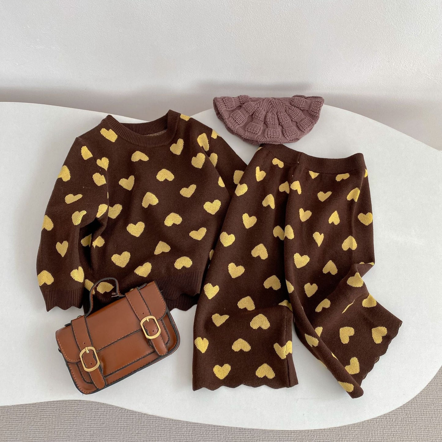 Heart Jacquard Knit Set ハート柄 ニットセットアップ【mh0012399】 Engepapa