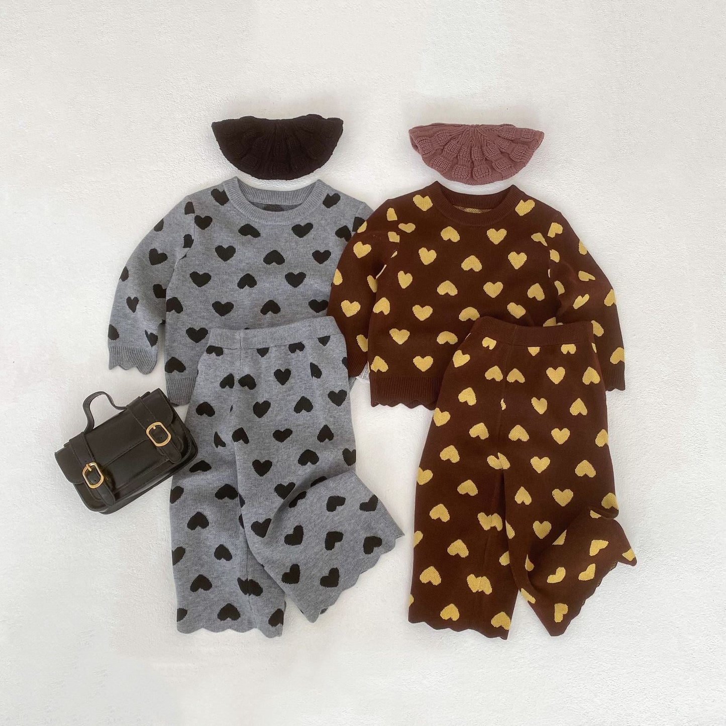 Heart Jacquard Knit Set ハート柄 ニットセットアップ【mh0012399】 Engepapa