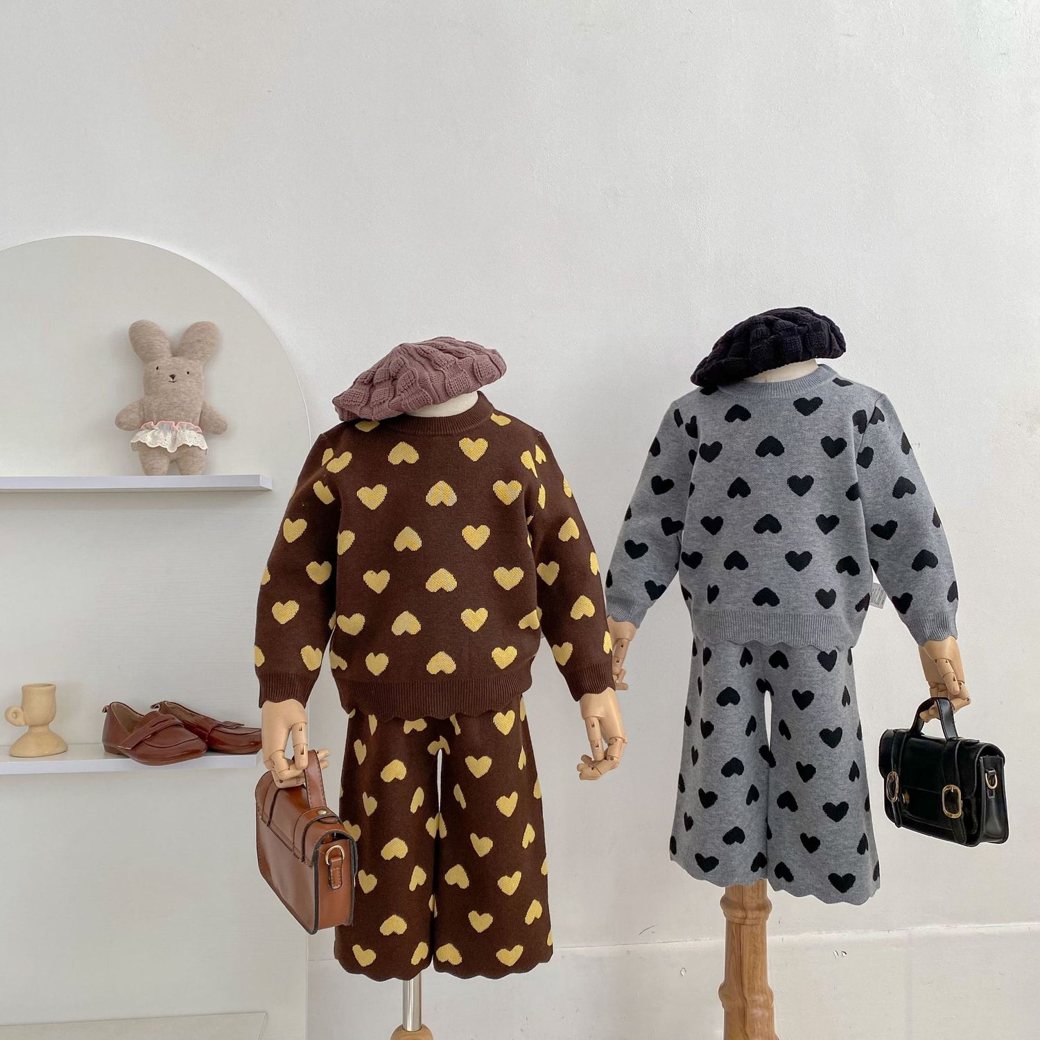 Heart Jacquard Knit Set ハート柄 ニットセットアップ【mh0012399】 Engepapa