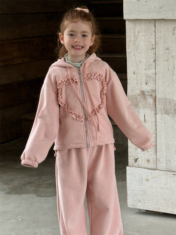 Heart Motif Long Sleeve Hoodie Pants Set ハート 長袖フーディ パンツ セット【mh0012423】 90cm / pink mamahalo shop