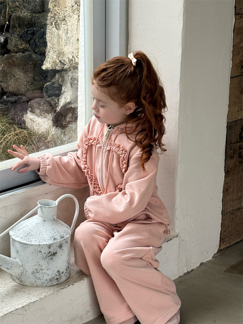 Heart Motif Long Sleeve Hoodie Pants Set ハート 長袖フーディ パンツ セット【mh0012423】 Chengle