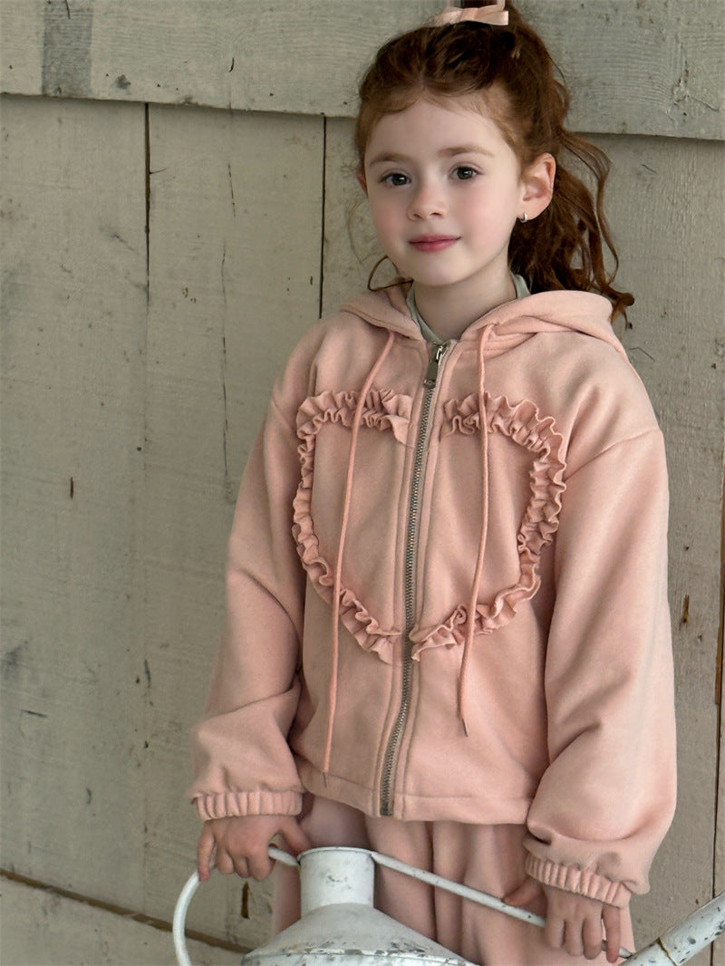 Heart Motif Long Sleeve Hoodie Pants Set ハート 長袖フーディ パンツ セット【mh0012423】 Chengle