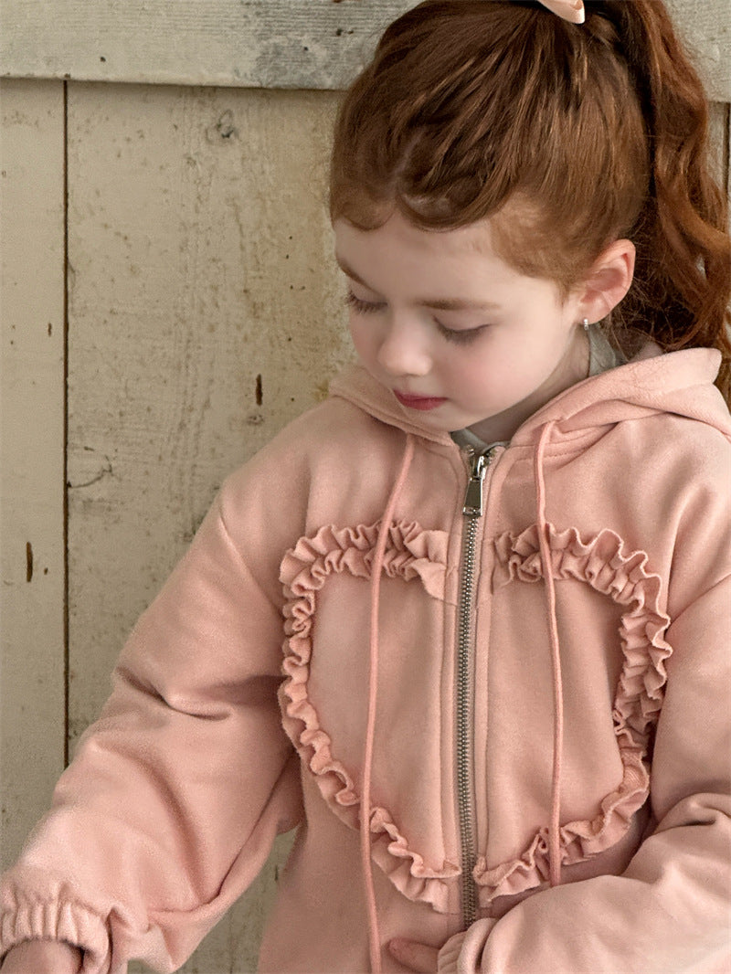 Heart Motif Long Sleeve Hoodie Pants Set ハート 長袖フーディ パンツ セット【mh0012423】 mamahalo shop