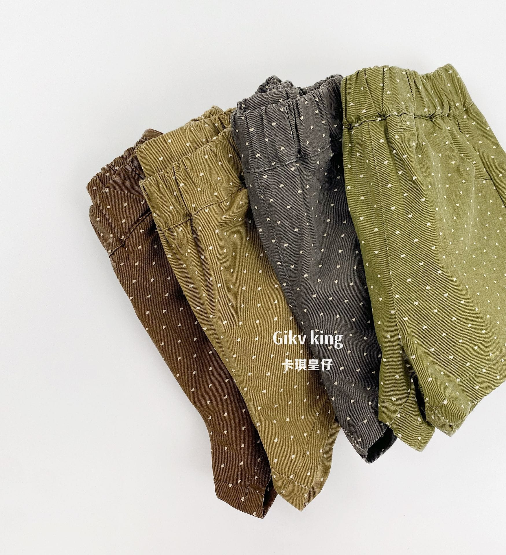 Heart Pattern Elastic Waist Cotton Shorts ハート ショートパンツ【mh0013483】 Gikv king ハーフパンツ・ショートパンツ