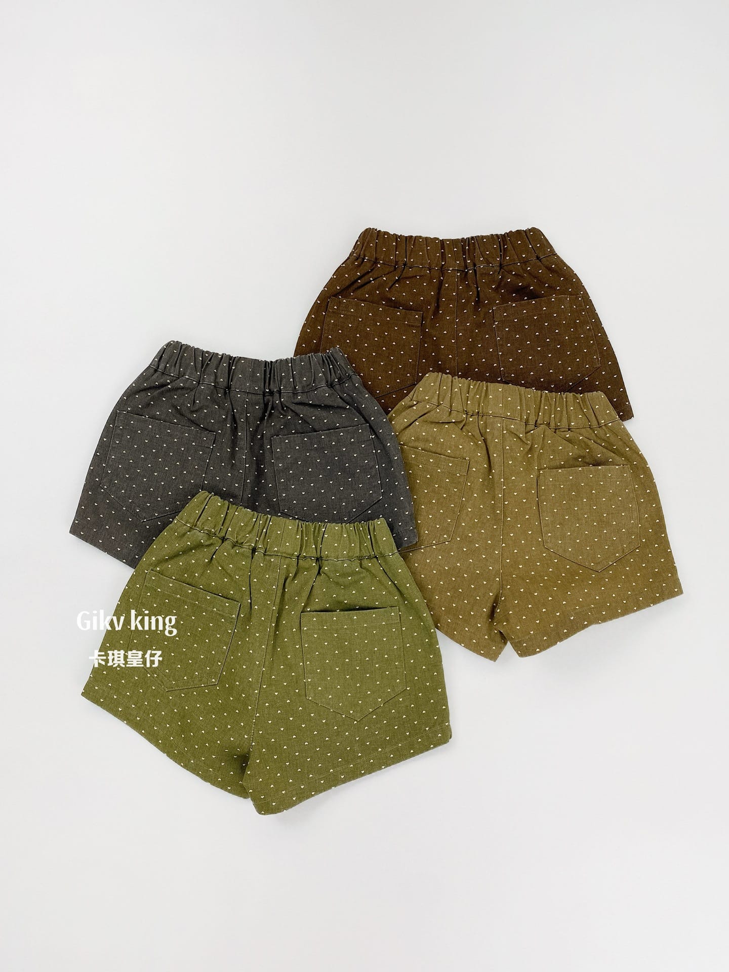 Heart Pattern Elastic Waist Cotton Shorts ハート ショートパンツ【mh0013483】 Gikv king ハーフパンツ・ショートパンツ