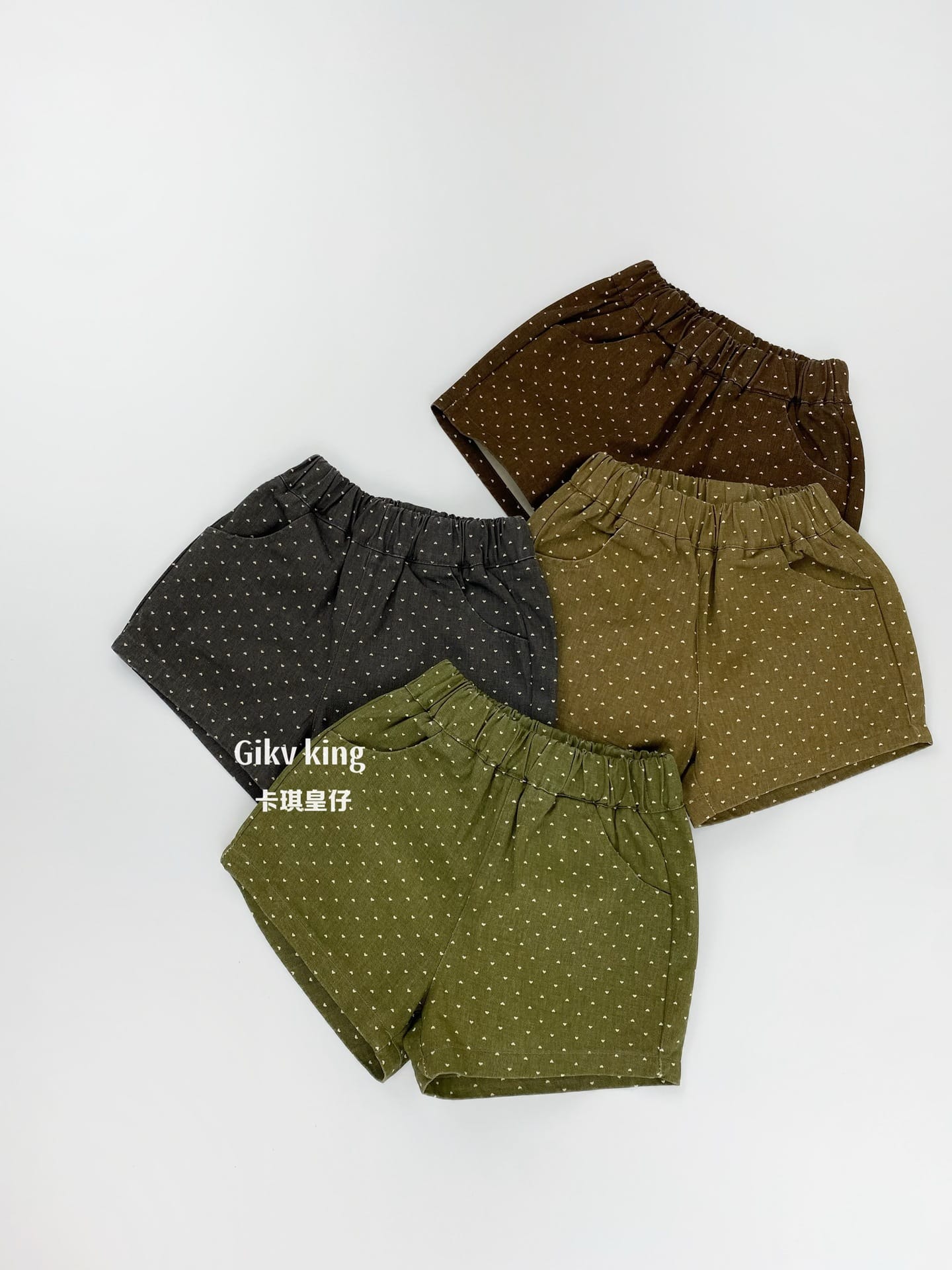 Heart Pattern Elastic Waist Cotton Shorts ハート ショートパンツ【mh0013483】 Gikv king ハーフパンツ・ショートパンツ