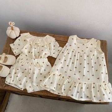 Heart Print Lace Collar Set ハートプリント レースカラー セットアップ【mh0012483】 Engepapa 半袖セットアップ