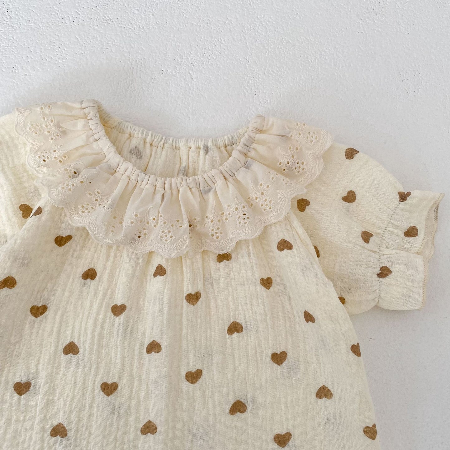 Heart Print Lace Collar Set ハートプリント レースカラー セットアップ【mh0012483】 Engepapa 半袖セットアップ