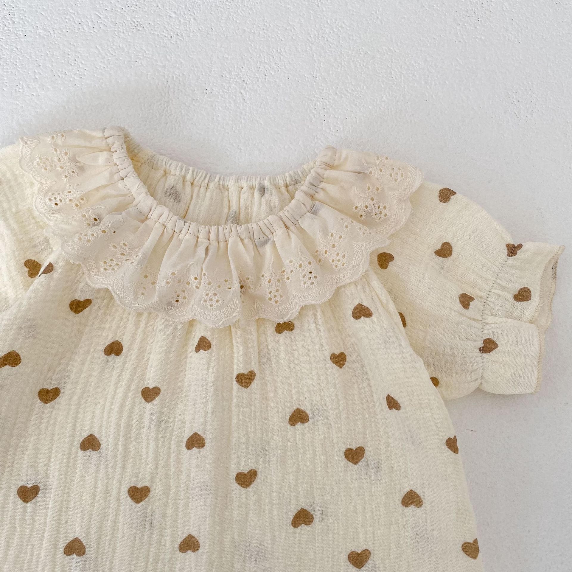 Heart Print Lace Collar Set ハートプリント レースカラー セットアップ【mh0012483】 Engepapa 半袖セットアップ