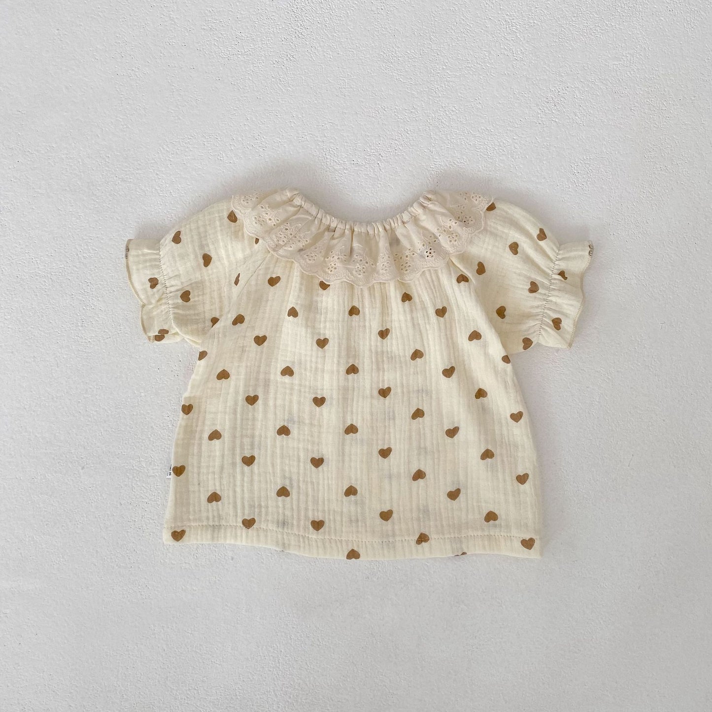 Heart Print Lace Collar Set ハートプリント レースカラー セットアップ【mh0012483】 Engepapa 半袖セットアップ