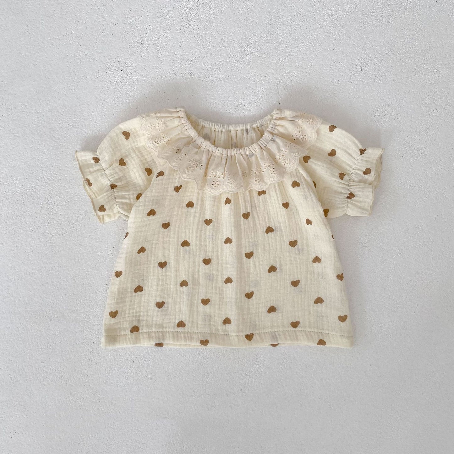 Heart Print Lace Collar Set ハートプリント レースカラー セットアップ【mh0012483】 Engepapa 半袖セットアップ