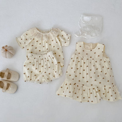 Heart Print Lace Collar Set ハートプリント レースカラー セットアップ【mh0012483】 Engepapa 半袖セットアップ