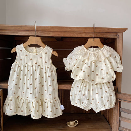 Heart Print Lace Collar Set ハートプリント レースカラー セットアップ【mh0012483】 Engepapa 半袖セットアップ