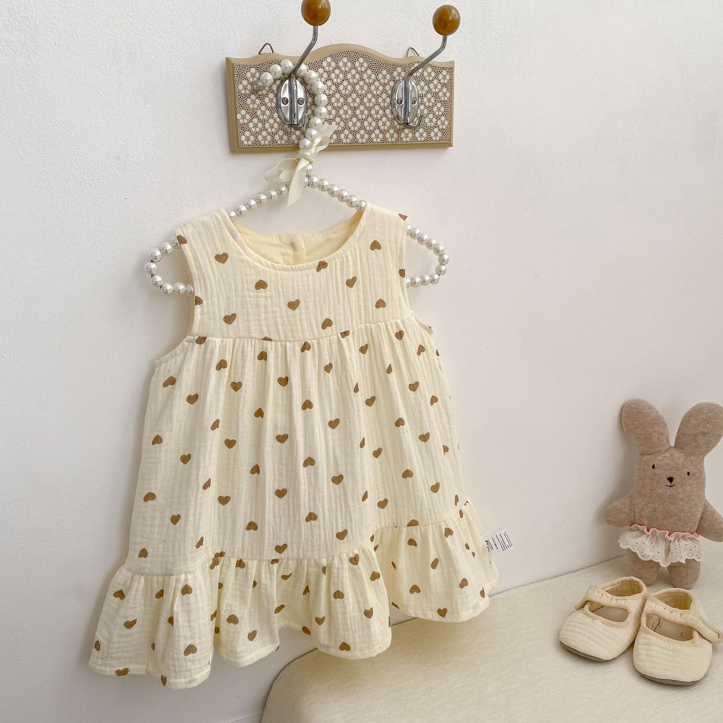 Heart Print Sleeveless Dress ハートプリント ノースリーブ ワンピース【mh0012480】 Engepapa ノースリーブワンピース