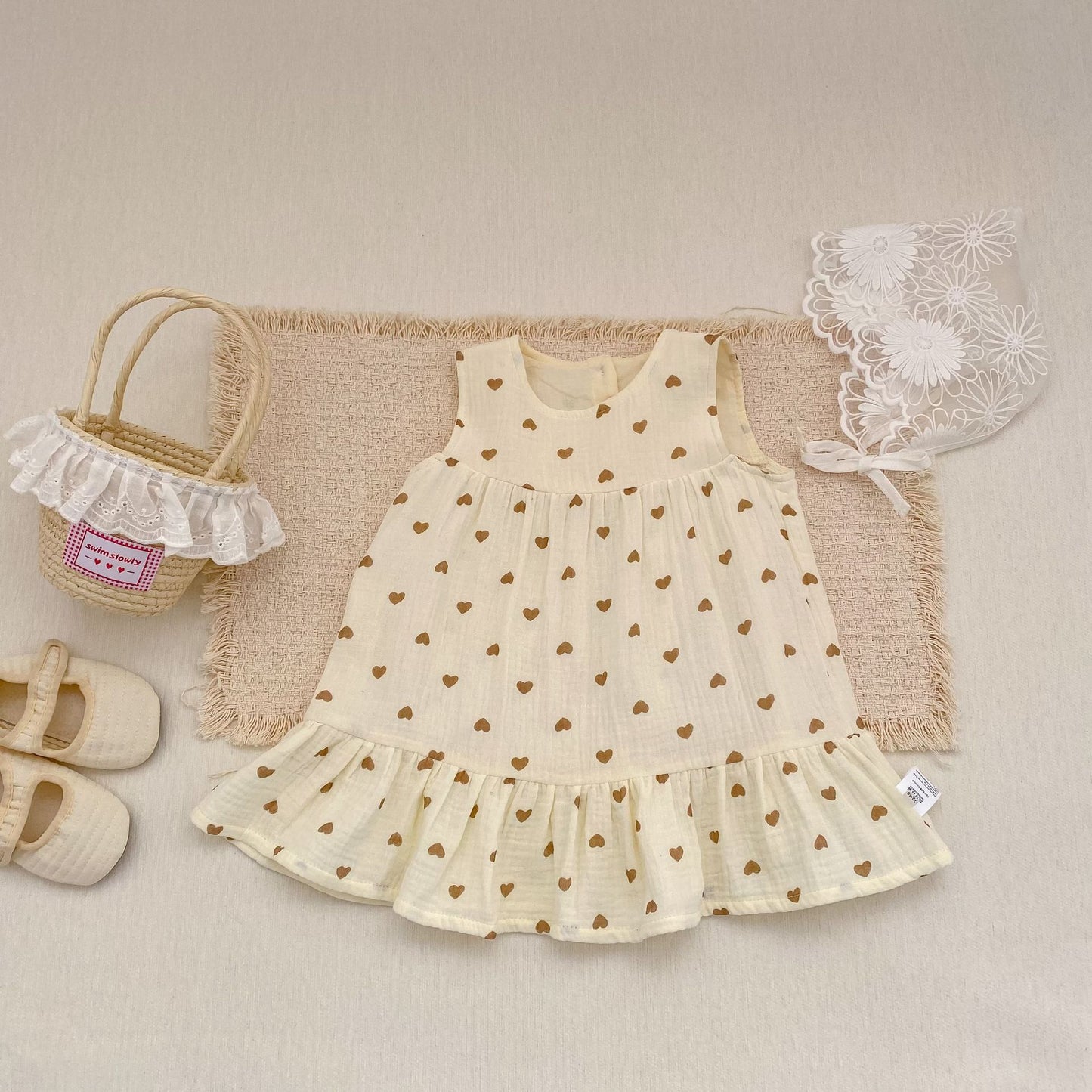 Heart Print Sleeveless Dress ハートプリント ノースリーブ ワンピース【mh0012480】 Engepapa ノースリーブワンピース