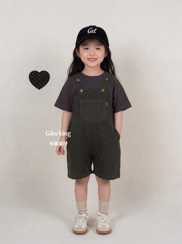 Heart Printed Overalls サロペット ハーフパンツ【mh0013474】 Gikv king オーバーオール