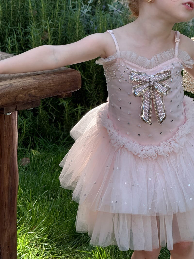 Heavy Industry Pink Tulle Dress ビーズ装飾 キャミソールワンピース【mh0013256】 Chengle ノースリーブワンピース