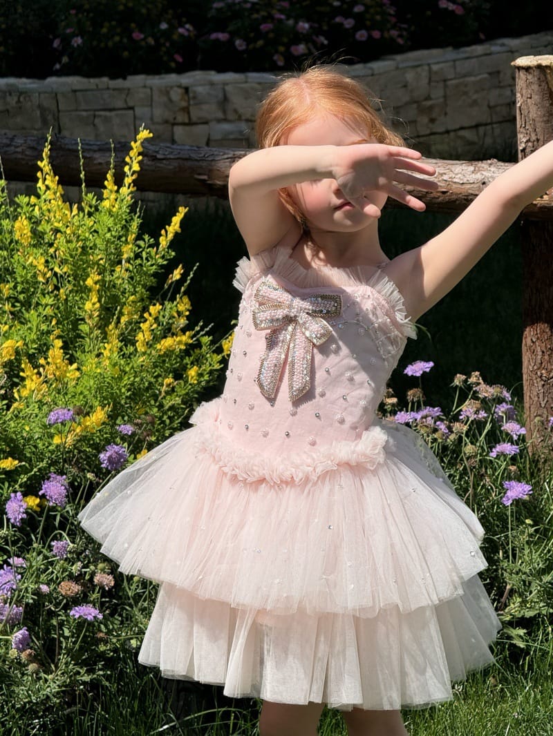 Heavy Industry Pink Tulle Dress ビーズ装飾 キャミソールワンピース【mh0013256】 Chengle ノースリーブワンピース