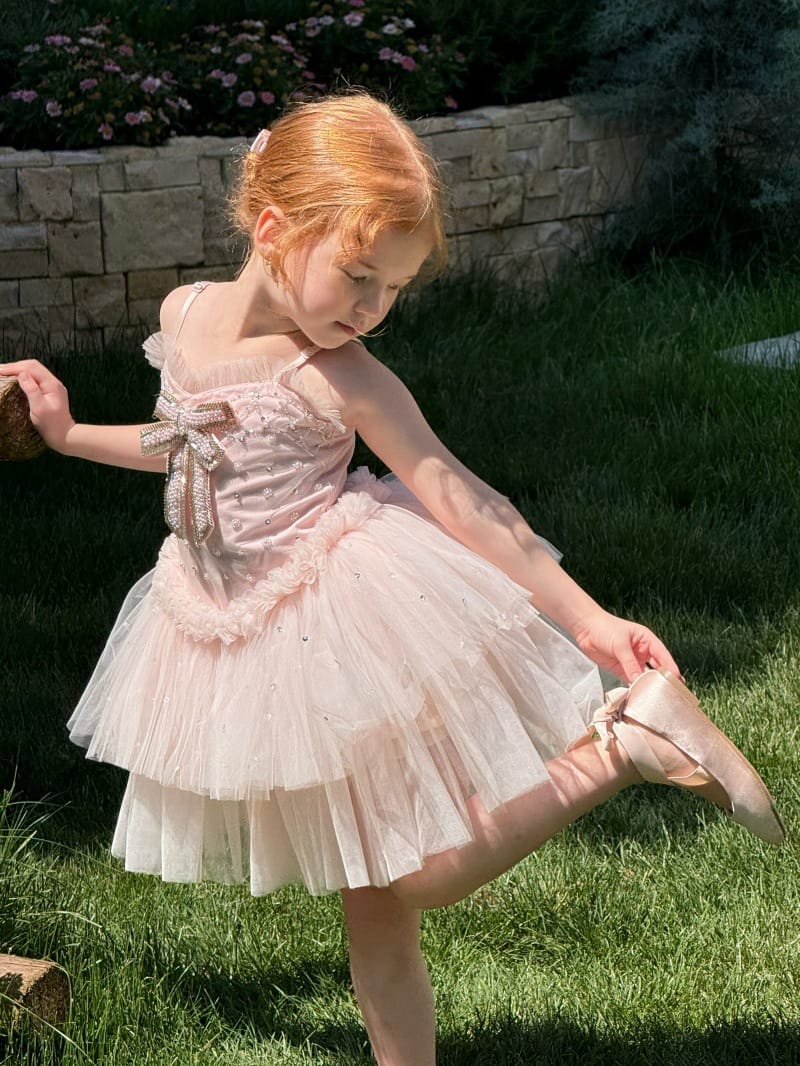 Heavy Industry Pink Tulle Dress ビーズ装飾 キャミソールワンピース【mh0013256】 Chengle ノースリーブワンピース